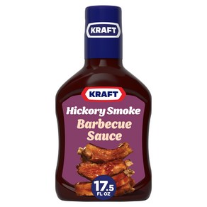 Kaft Hickoy Smoke Slow-Simmeed Babecue Sauce 17.5 oz Bottle 크래프트 히코리 스모크 천천히 끓인 바베큐 소스 17.5온스, 496g, 1개