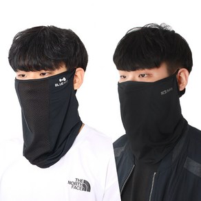 K2 SAFETY 귀걸이형 넥마스크+블루안트 페이스가드 넥스카프 2개입, 블랙+다크네이비