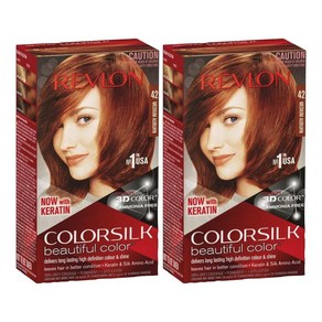 레브론 컬러실크 미디엄 오번 적갈색 염색약 Revlon ColoSilk 42 Medium Aubun, 2개