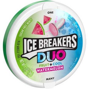 ICE BREAKERS DUO Watemelon Flavoed Mints (Pack of 4) 아이스 브레이커 듀오 수박맛 민트 (4팩), 1개, 181.44g