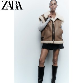 ZARA 자라 페이크 시어링 콤비 양털 베스트 조끼