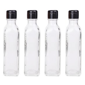 가인글로벌 사각기름병180FN 투명 유리병, 원터치캡(소) 블랙, 4개, 180ml