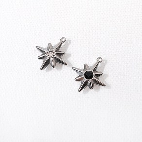 비즈아이 [8-025-08]써지컬스틸 펜던트 큐빅별 대 18x20mm 무도금 1개