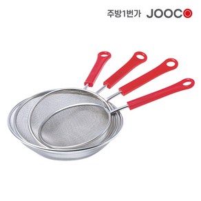 주방1번가 주코(JOOCO) 빨강 건지기 검정손잡이 스텐건지기 거름망 뜰채 채망, 거친 / 소 (130x155mm), 1개