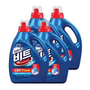 비트 딥클린파워 일반용 액상세제 본품 용기, 3L, 4개