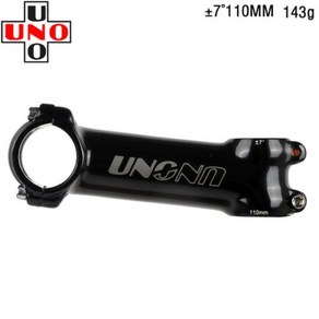 UNO 알루미늄 합금 자전거 초경량 스템 광택 블랙 핸들 바 사이클링 액세서리 28.6x31.8mm 60-130mm +-7, 04 7 degee 110mm, 1개