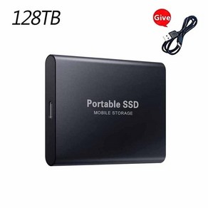 휴대용 SSD 1TB2TB 대용량 USBTypeC 인터페이스 노트북데스크탑휴대폰 용 고속 미니 하드 디스크 외장, 14 128TB Black