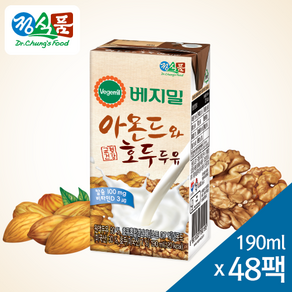 베지밀 아몬드와 호두 두유, 190ml, 48개