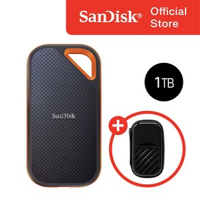 샌디스크 외장SSD 익스트림 프로 방수 방진 휴대용 포터블 SSD E81 1TB/2TB/4TB(전용 케이스 포함), 블랙, 1TB