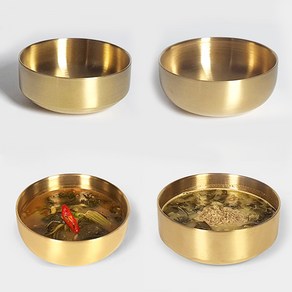 [쿠커스 판다] 키친아트 티타늄 이중 국대접 (무광) 골드 (12cm 13.3cm 14cm) 2중 스탠 이중 국그릇 스텐 접시 한정식기 [대량/각인 별도문의], 12cm, 1개, 키친아트 국대접