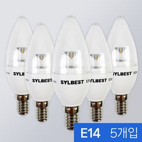 LED 베이직 촛대구 E14 5W 에디슨전구 인테리어용전구 카페조명, 5개, 주광색