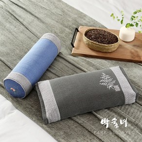 [2개세트] 박술녀 순면자수 프리미엄 메밀 경추목 베개 세트 : 정국베개 / 두피열 깊은잠 / 빠른배송 / 선물추천 / 쾌속건조, 사각그레이+원형레드