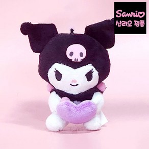 [산리오] 쿠로미 하트 가방걸이 봉제인형, 12cm, 1개, 혼합색상