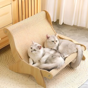 [냥이도 느끼는 편안함] 벤스투 고양이 전용 특대형 안락의자 스크래처, 1개, 내추럴 우드