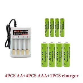 AA + AAA 배터리 1.5V 충전식 배터리 AA3800MAH AAA3000MAH D 손전등 및 전자 기기용 충전기 포함 제품, 1) geen, 1개