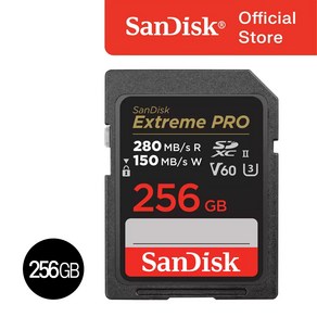 샌디스크 정품 익스트림 프로 UHS-II SD V60 카드, 256GB, 1개