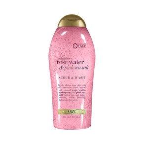 OGX 핑크 씨 쏠트 로즈워터 바디 스크럽 워시 19.5 oz 가벼운 각질 제거 설페이트 프리, 19.5 Fl Oz (Pack of 1), 1개