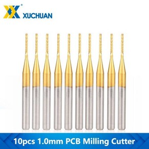 oute bit티타늄 코팅 카바이드 PCB 밀링 커터 CNC 라우터 비트 기계 공구용 콘 엔드 밀 0.8-3.175mm 1, 6) 10pcs 1.0mm, 10개