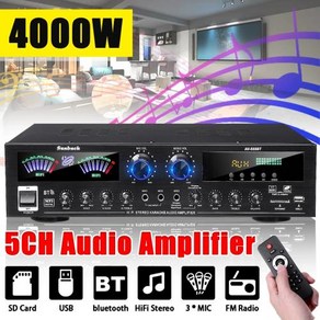 Sunbuck3000 W 블루투스 7 채널 오디오 전력 증폭기 110V 220V AV 앰프 스피커 원격 제어 지원 FM USB SD 카드, [03] AV555BT 110V US plug, 2) AV555BT 110V US plug