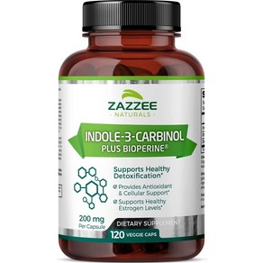 Zazzee Natuals 인돌3카비놀 200mg 바이오페린 5mg 함유 120베지캡슐, 1개, 120정