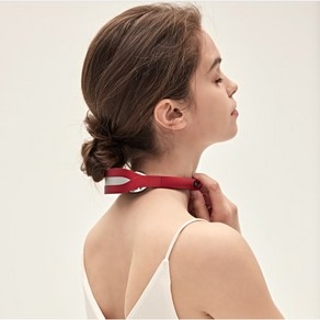 [애드테라피] 넥 테라피스트 휴대용 접이식 EMS 목 마사지기 + [리모컨 전용파우치 갤패치 10매 ] 목안마기 목마사지기, 레드