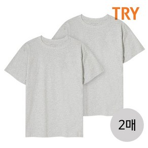 TRY 남성 순면100 베이직 라운드넥 면티 티셔츠 2매