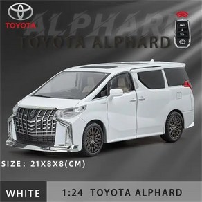 다이캐스트 1:24 Toyota Alphad 도요타 자동차 합금 장난감 차, 24 화이트, 1개