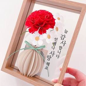 어버이날 용돈 토퍼 카네이션꽃 액자 선물 현금 시들지않는 꽃, 1개, 레드