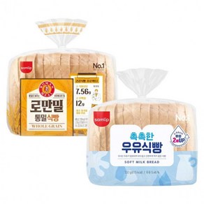 삼립 로만밀 통밀식빵 1봉+촉촉한 우유식빵 1봉, 1봉 + 1봉