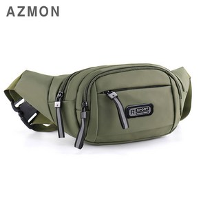 AZMON 프리미엄 멀티포켓 미니힙색 스포츠 웨이스트백 2.5L, 그린, 360 x 140 x 100mm, 1개