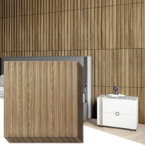 아트3d Slat Wall Panel 3D Fluted Textue 12Tile 19.7 x 19.7in 호두, Squae - Walnut, 19.7 x 19.7in., 12, 1개