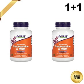 1+1 나우푸드 글루코사민 MSM 1500mg 120 베지 캡슐 콘드로이틴 프로테오글리칸, 2개, 120정