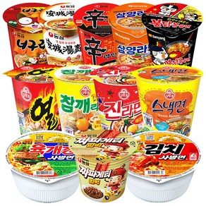 소컵라면 12종 세트 육개장사발면 + 신라면 + 안성탕면 + 너구리 + 김치사발면 + 짜파게티범벅 + 진라면매운맛 + 참깨라면 + 열라면 + 스낵면 + 불닭볶음면 + 삼양라면, 1세트