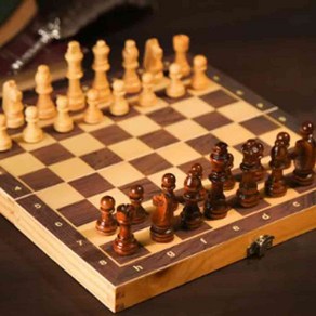 사려니몰 고급 원목 접이식 자석형 대형 체스 체스판 CHESS 보드 게임, 브라운, 1개