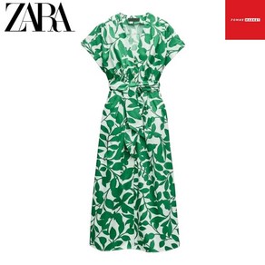 ZARA 자라 플라워 롱원피스 그린 여자 여름 셔츠 원피스