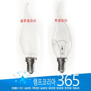 촛불램프 백열램프 샹들리에전구 소형전구 220V 40W 60W E14 E17, 40W (은은한 밝기), E17 (소켓지름 약 17mm), 불투명유리, 1개