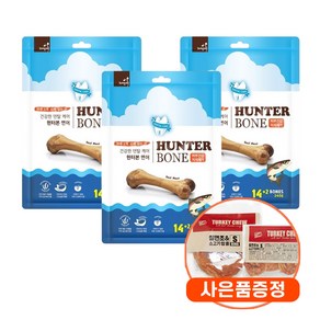 자연애 헌터본 덴탈케어 강아지껌 48P + 증정 간식, 3개, 240g, 연어