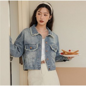 빈티지 크롭 청자켓