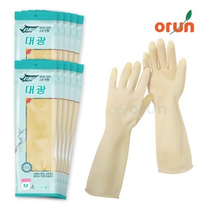 [오런] 대광 가정용 식품용 고무장갑 중(M), 아이보리, 10개