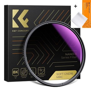 K&F Concept 82mm NANO-X MRC GND16 (1.2) 그라데이션 원형필터 - Soft Gadient ND16 (4 Stops) Filte + Cloth, 82mm GND16 Filte