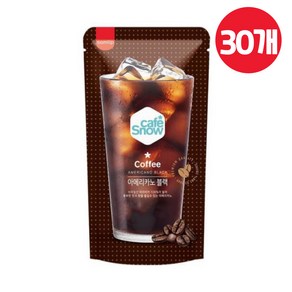 카페스노우 아메리카노 블랙 커피 파우치 음료 편의점, 230ml, 30개