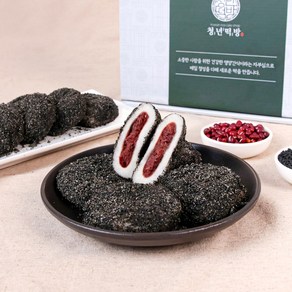 청년떡방 식사대용 흑임자 듬뿍 저당앙금 흑임자 찹쌀떡, 1개, 1.8kg