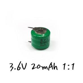 PLB 버튼셀충전지 Ni-MH 3.6V 20mAh 1 1핀, 1개