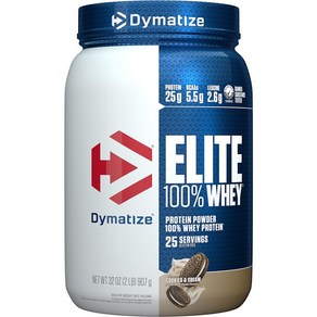 Dymatize Elite 100% 다이마타이즈 웨이프로틴 쿠키앤 크림 맛 2lb 25서빙, 1개, 907.185g