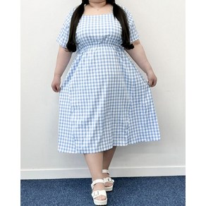 (77-120/2size) 마가렛 빅사이즈 허리쏘옥 밴딩 체크 반팔 원피스 5XL