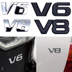 K413 자동차 V6 V8 엔진 엠블럼 스티커 뱃지 배지, V8엔진S/무광블랙