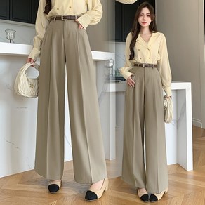 춘게엘 (S~XL) 여성 오피스 카고 하이웨스트 와이드 팬츠 드레이프 캐주얼 정장 바지 zy1003-2116