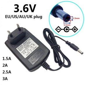 3.6 V 1.5A 2A 2.5A 3A AC DC 전원 어댑터 공급 5.5*2.5mm 볼트 변환기 스위칭 EU 미국 AU 영국 5.5*2.1mm 잭 플러그, US plug_3.6V 1.5A, 1개