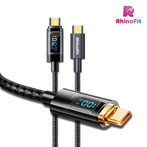 라이노핏 USB C to C 100W PD 고속 충전 투명 디스플레이 케이블 (1.2M)/(2M)