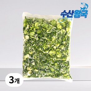 수산왕국 냉동 다진 대파 슬라이스, 3개, 1kg